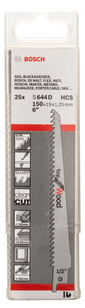 Säbelsägeblatt S 644 D, Top for Wood, 25er-Pack Produktbild img2 L