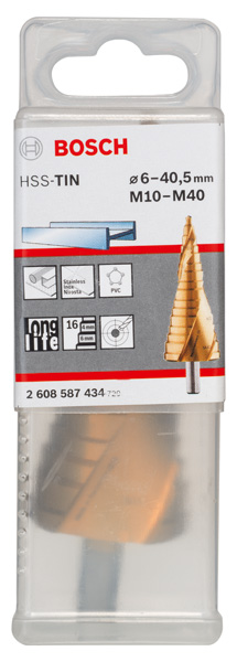 Stufenbohrer HSS-TiN, für Kabelverschr., M10 - M40, 10 mm, 125,5 mm, 12 Stufen Produktbild img2 L