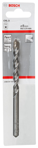 Betonbohrer CYL-3, 8 x 80 x 120 mm, d 7,5 mm, 1er-Pack Produktbild img2 L