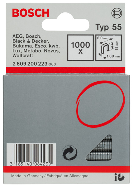 Schmalrückenklammer Typ 55, 6 x 1,08 x 18 mm, 1000er-Pack Produktbild img2 L