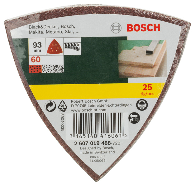 Schleifblatt-Set für Deltaschleifer, 93 mm, 60, 6 Löcher, 25er-Pack Produktbild img2 L
