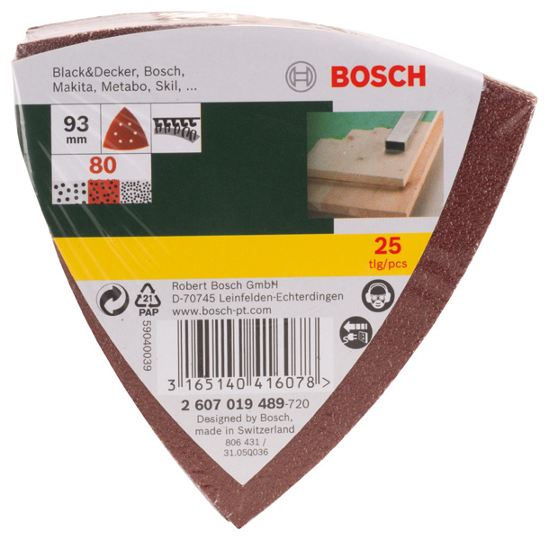 Schleifblatt-Set für Deltaschleifer, 93 mm, 80, 6 Löcher, 25er-Pack Produktbild img2 L