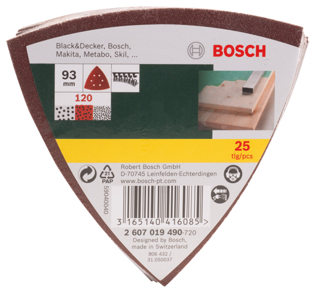 Schleifblatt-Set für Deltaschleifer, 93 mm, 120, 6 Löcher, 25er-Pack Produktbild img2 L