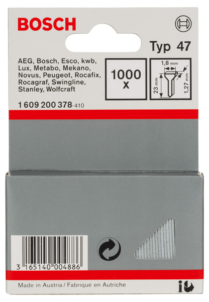 Tackernagel Typ 47, 1,8 x 1,27 x 23 mm, 1000er-Pack Produktbild img2 L