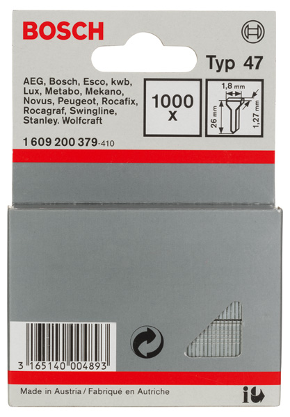 Tackernagel Typ 47, 1,8 x 1,27 x 26 mm, 1000er-Pack Produktbild img2 L