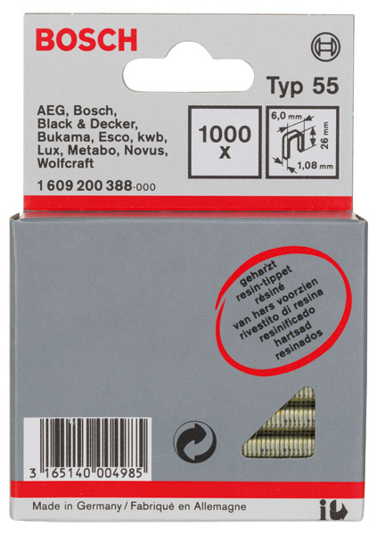 Schmalrückenklammer Typ 55, geharzt 6 x 1,08 x 26 mm, 1000er-Pack Produktbild img2 L
