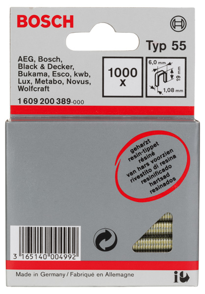Schmalrückenklammer Typ 55, geharzt 6 x 1,08 x 19 mm, 1000er-Pack Produktbild img2 L
