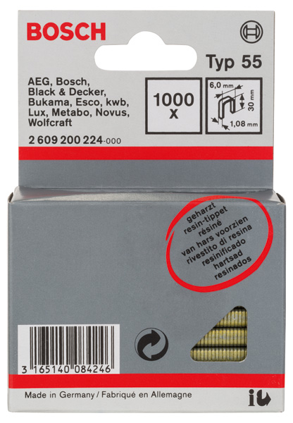 Schmalrückenklammer Typ 55, geharzt 6 x 1,08 x 30 mm, 1000er-Pack Produktbild img2 L