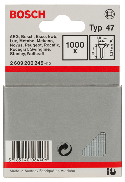Tackernagel Typ 47, 1,8 x 1,27 x 30 mm, 1000er-Pack Produktbild img2 L