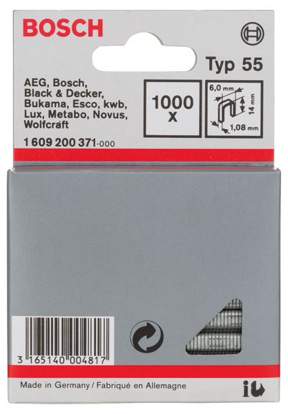 Schmalrückenklammer Typ 55, 6 x 1,08 x 14 mm, 1000er-Pack Produktbild img2 L