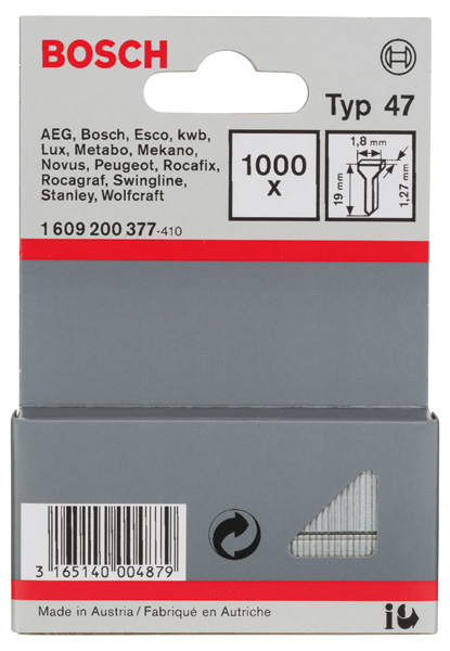 Tackernagel Typ 47, 1,8 x 1,27 x 19 mm, 1000er-Pack Produktbild img2 L
