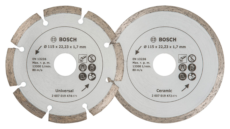 Diamanttrennscheibe für Fliesen und Baumaterial, Durchmesser: 115 mm, 2er-Pack Produktbild img1 L