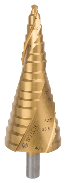 Stufenbohrer HSS-TiN, für Kabelverschr., M10 - M40, 10 mm, 125,5 mm, 12 Stufen Produktbild img1 L