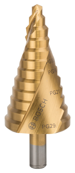 Stufenbohrer HSS-TiN, für Kabelverschraubung, 6 - 37 mm, 10 mm, 93 mm, 12 Stufen Produktbild img1 L