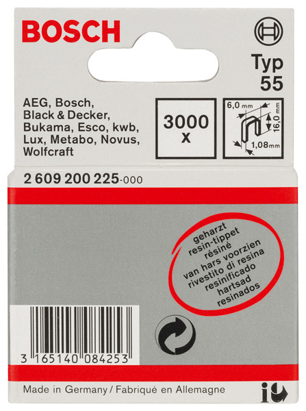 Schmalrückenklammer Typ 55, geharzt 6 x 1,08 x 16 mm, 3000er-Pack Produktbild img2 L