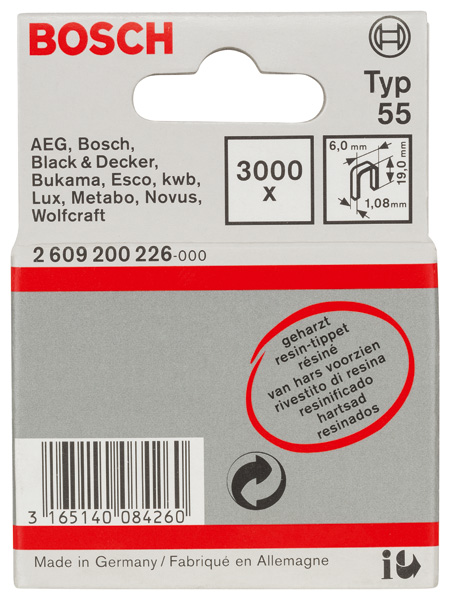 Schmalrückenklammer Typ 55, geharzt 6 x 1,08 x 19 mm, 3000er-Pack Produktbild img2 L