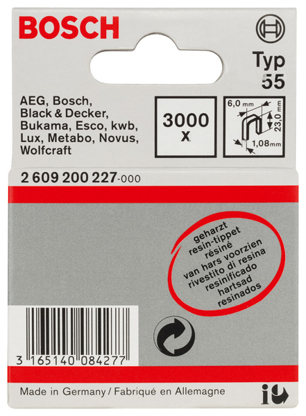 Schmalrückenklammer Typ 55, geharzt 6 x 1,08 x 23 mm, 3000er-Pack Produktbild img2 L