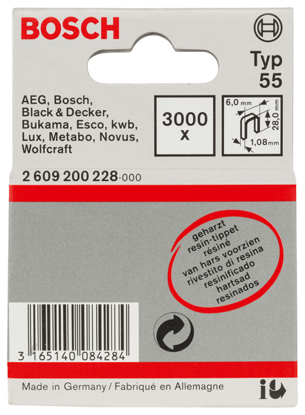 Schmalrückenklammer Typ 55, geharzt 6 x 1,08 x 28 mm, 3000er-Pack Produktbild img2 L
