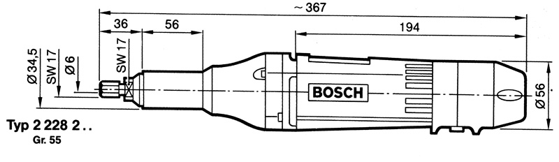 Hochfrequenz-Geradschleifer, HGS 55/50, Stabgriff, Zentralabtrieb Produktbild img2 L