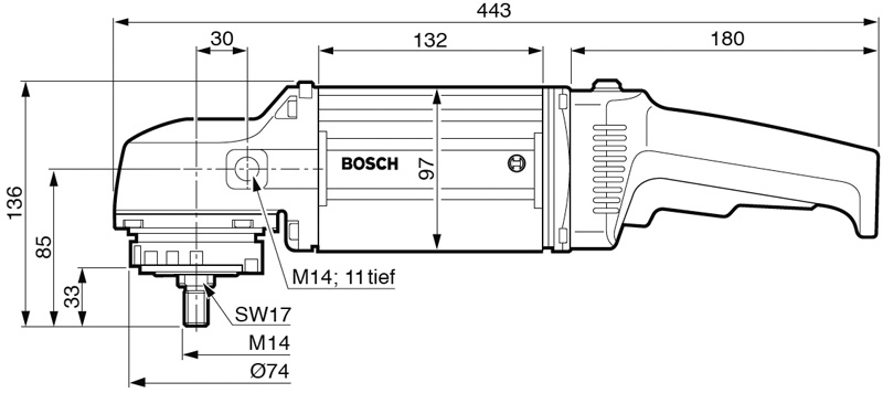 Hochfrequenz-Winkelschleifer HWS 85/180, 1500 W, 200 V, 8500 U/min Produktbild img2 L