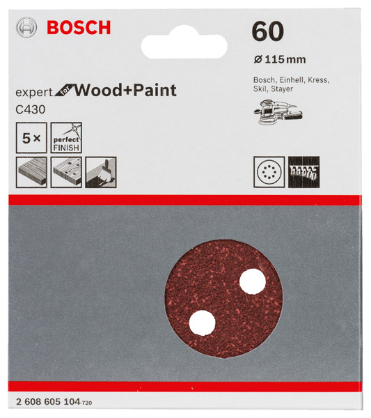 Schleifblatt C430, 115 mm, 60, 8 Löcher, Klett, 5er-Pack Produktbild img2 L