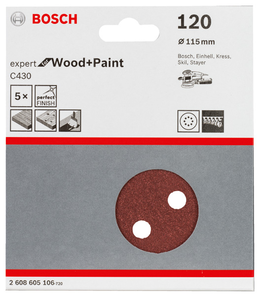 Schleifblatt C430, 115 mm, 120, 8 Löcher, Klett, 5er-Pack Produktbild img2 L