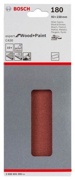Schleifblatt C430, 93 x 230 mm, 180, 8 Löcher, gespannt, 10er-Pack Produktbild img2 L