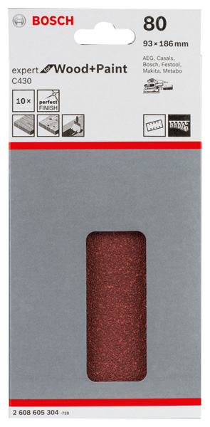 Schleifblatt C430, 93 x 186 mm, 80, 8 Löcher, 10er-Pack Produktbild img2 L