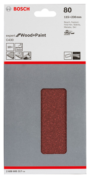 Schleifblatt C430, 115 x 230 mm, 80, 14 Löcher, 10er-Pack Produktbild img2 L