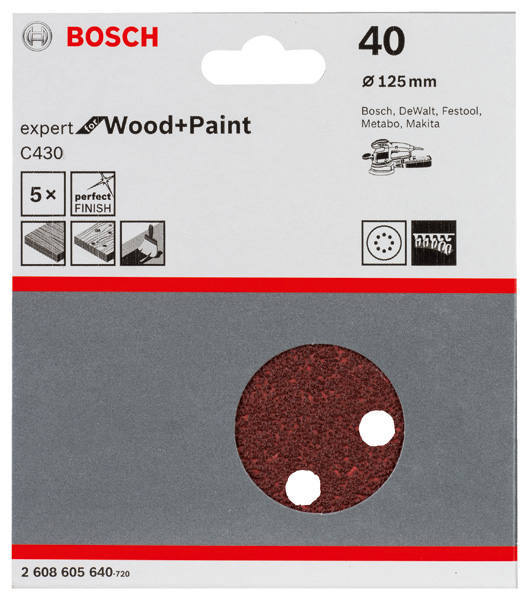 Schleifblatt C430, 125 mm, 40, 8 Löcher, Klett, 5er-Pack Produktbild img2 L