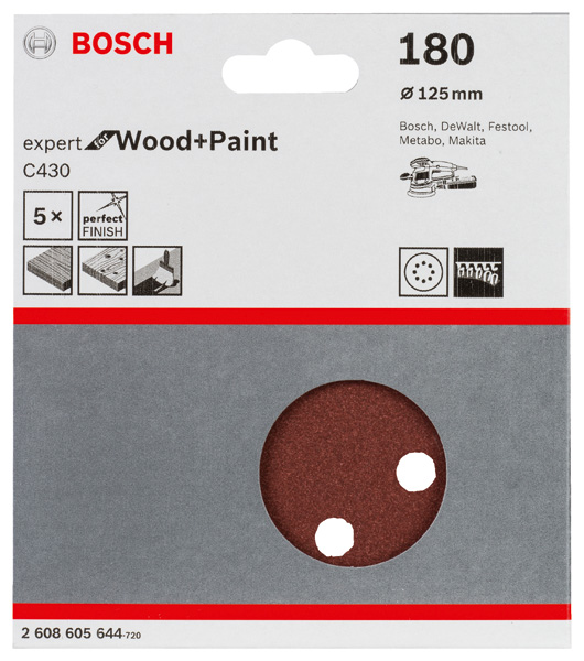 Schleifblatt C430, 125 mm, 180, 8 Löcher, Klett, 5er-Pack Produktbild img2 L