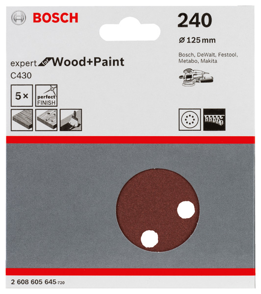 Schleifblatt C430, 125 mm, 240, 8 Löcher, Klett, 5er-Pack Produktbild img2 L