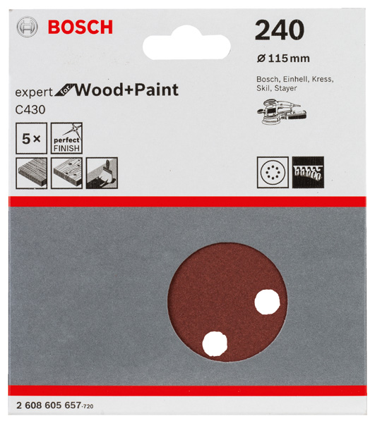 Schleifblatt C430, 115 mm, 240, 8 Löcher, Klett, 5er-Pack Produktbild img2 L