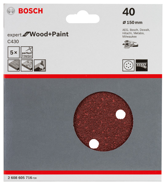 Schleifblatt C430, 150 mm, 40, 6 Löcher, Klett, 5er-Pack Produktbild img2 L