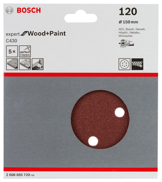 Schleifblatt C430, 150 mm, 120, 6 Löcher, Klett, 5er-Pack Produktbild img2 L