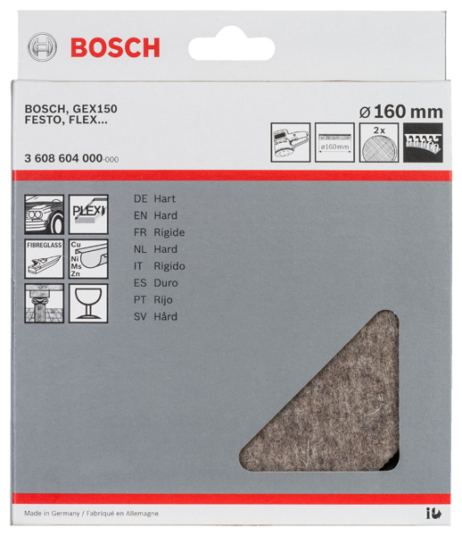 Polierfilz für Exzenterschleifer, hart, Klett, 160 mm, 2er-Pack Produktbild img2 L