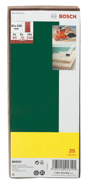 Schleifblatt-Set für Schwingschleifer, B&D 8-Lochung, 93 x 230 mm, K240, 25 Stk. Produktbild img2 L