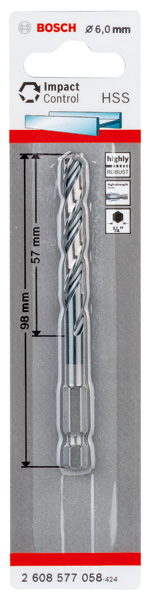 HSS Spiralbohrer mit Sechskantschaft 6,0 mm Produktbild img2 L