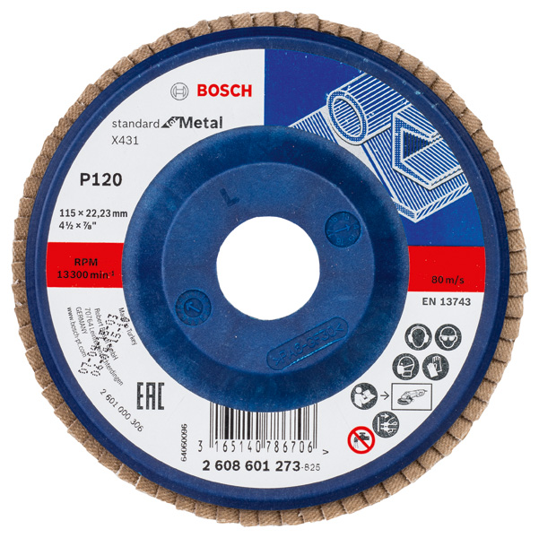 Fächerschleifscheibe X431 Standard for Metal, gerade, 115 mm, 120, Kunststoff Produktbild img1 L
