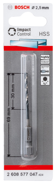 HSS Spiralbohrer mit Sechskantschaft 2,5 mm Produktbild img2 L
