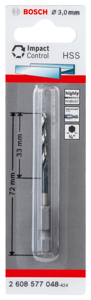 HSS Spiralbohrer mit Sechskantschaft 3,0 mm Produktbild img2 L