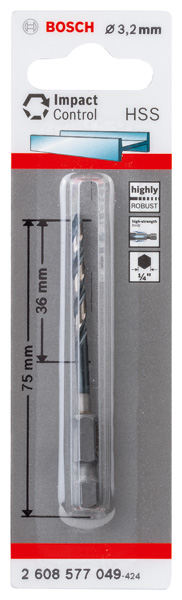 HSS Spiralbohrer mit Sechskantschaft 3,2 mm Produktbild img2 L