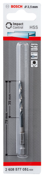 HSS Spiralbohrer mit Sechskantschaft 3,5 mm Produktbild img2 L