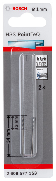 Metallspiralbohrer HSS PointTeQ, DIN 338, 1,0 mm, 2er-Pack Produktbild img2 L