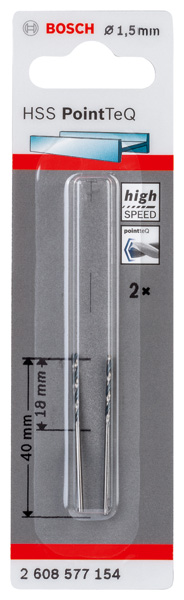 Metallspiralbohrer HSS PointTeQ, DIN 338, 1,5 mm, 2er-Pack Produktbild img2 L