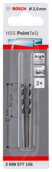 Metallspiralbohrer HSS PointTeQ, DIN 338, 2,5 mm, 2er-Pack Produktbild img2 L