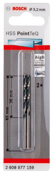 Metallspiralbohrer HSS PointTeQ, DIN 338, 3,2 mm, 2er-Pack Produktbild img2 L