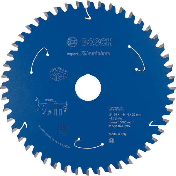 Kreissägeblatt für Akkusägen Expert for Aluminium, 136&nbsp;x&nbsp;1,6/1&nbsp;x&nbsp;20, 48&nbsp;Zähne Produktbild img1 L