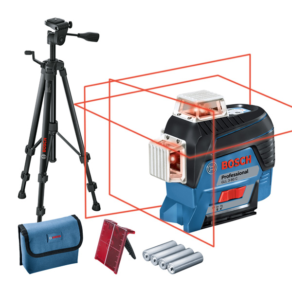 Linienlaser GLL 3-80 C, 4 x 1,5 V-LR6-Batterie + Baustativ BT 150 Professional Produktbild img1 L