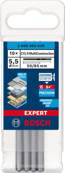 EXPERT CLY-9 Multi Construction Bohrer-Set, 5.5x50x85 mm, 10-tlg. Produktbild img2 L